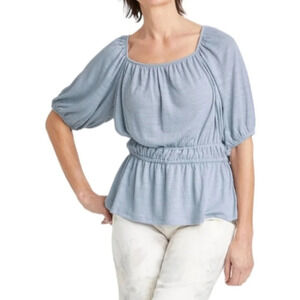 Knox Rose Puff Sleeve Textured Peasant Top